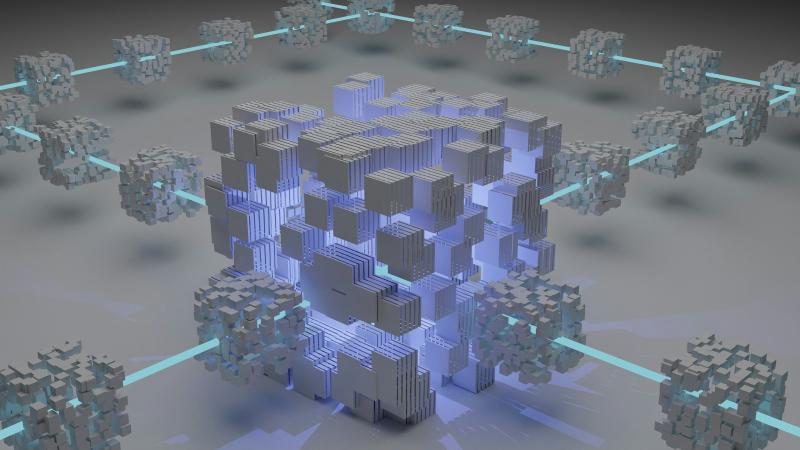 رسم ثلاثي الأبعاد لنظام رقمي محصور داخل شبكة مترابطة — تصميم وكلاء ذكاء اصطناعي يفشلون بأمان
